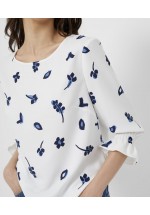 French Connection Bhelle Crepe Light 3/4 Sleeve Top (White)